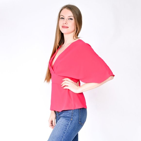 AMANDA UPRICHARD Pink Kimono-Sleeve V-Neck Top - Picture 5 of 5